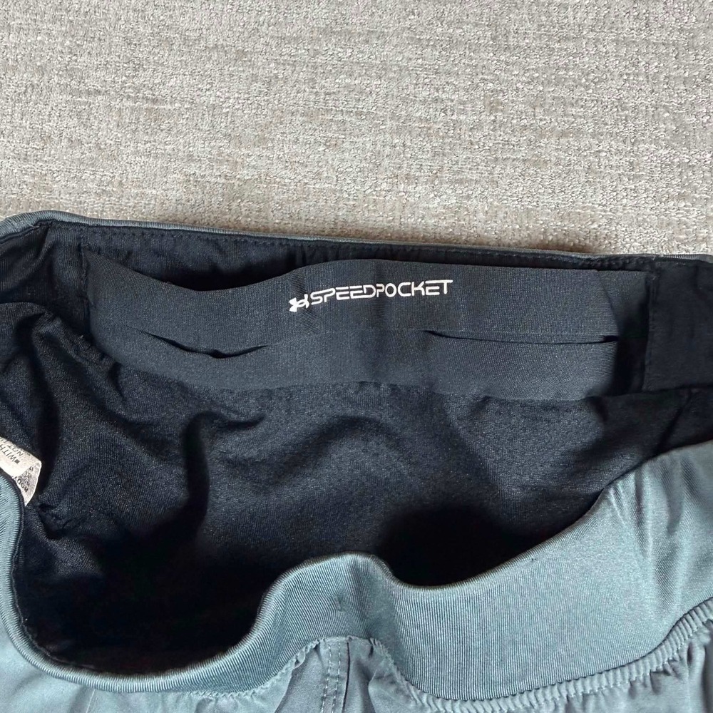 Under Armour Shorts Mens Sm Gray Stretch Speedpocket Running 24/5 Athletic - Picture 2 of 8